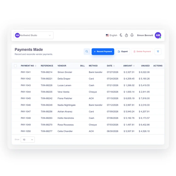 Invoice Crowd Authorize.Net customer checkout illustration with fabricated sample data.