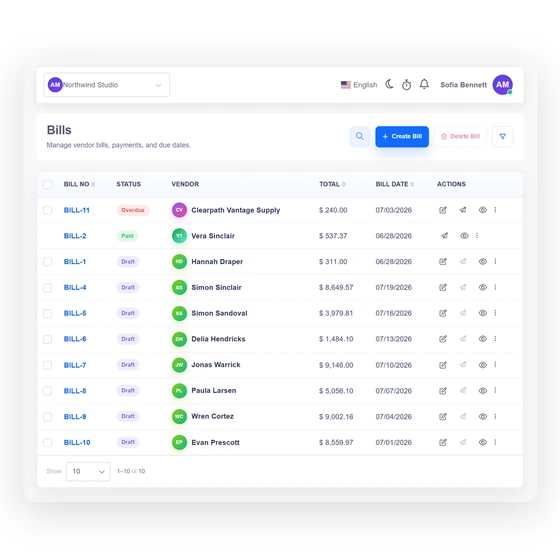 Invoice Crowd GoCardless customer checkout illustration with fabricated sample data.