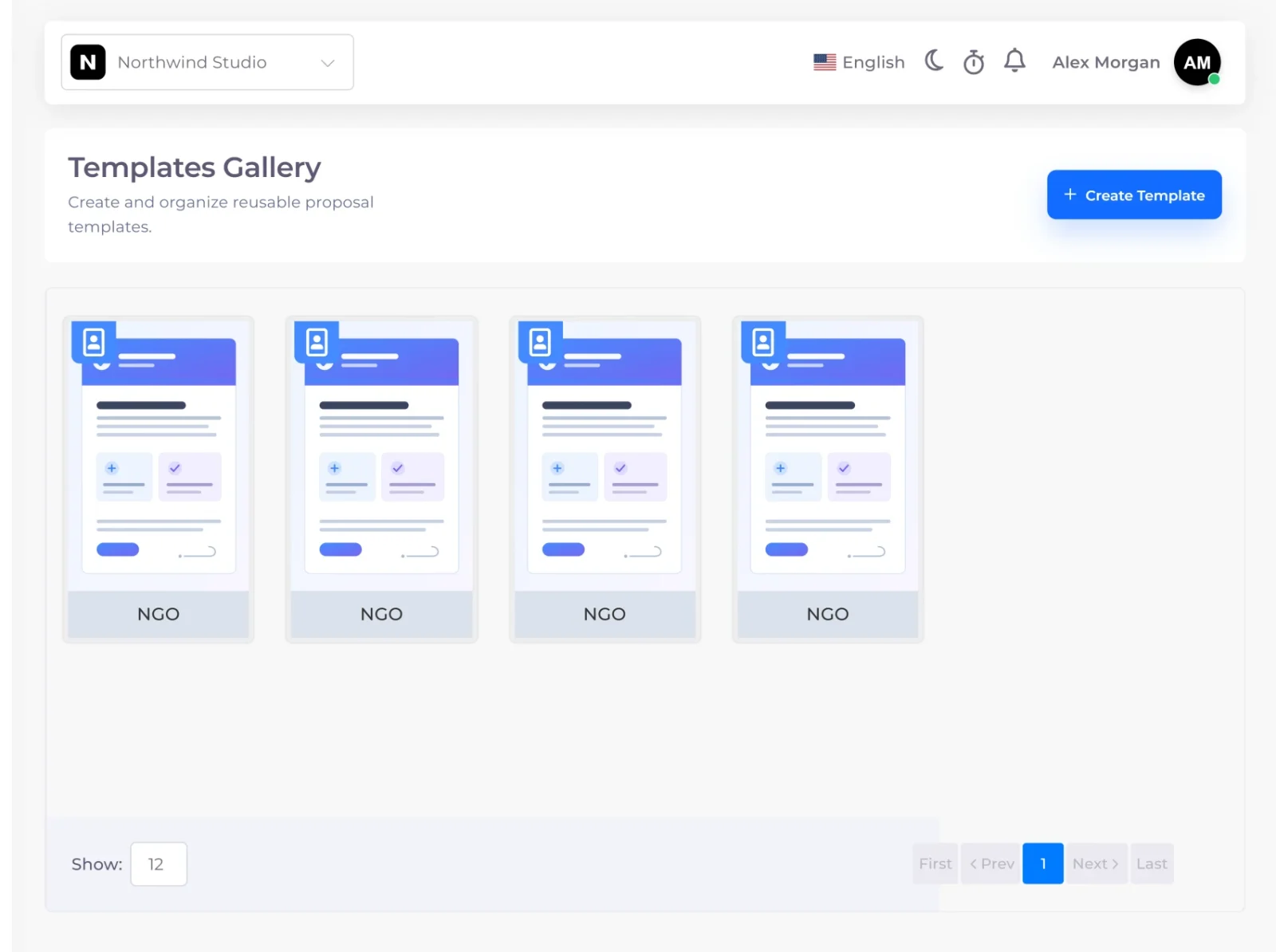 Proposal template library in Invoice Crowd