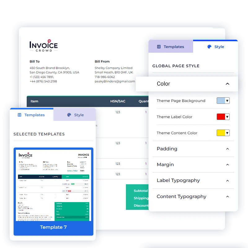 Customizing an estimate template in Invoice Crowd with logo and colors