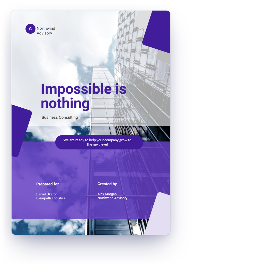 The Consulting Agreement proposal template in Invoice Crowd filled in for an operations diagnostic, with its phases and fees, and the engagement signed in the browser with the approval record