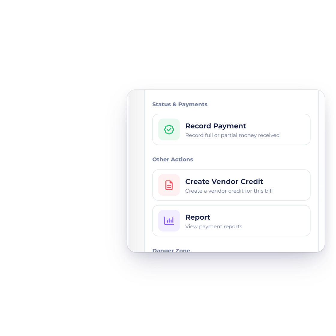 Create Vendor Credit in the actions of an Invoice Crowd bill, and the new vendor credit it creates for the same vendor