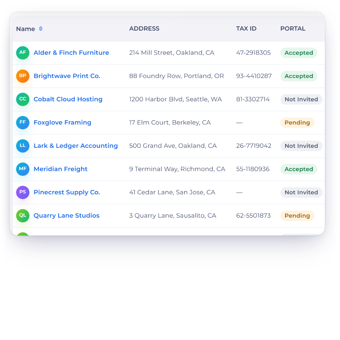 Deleting a vendor in Invoice Crowd: the confirmation prompt, and an earlier bill that keeps the supplier's name