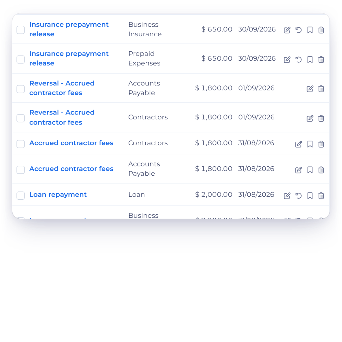 Invoice Crowd manual journal account picker limited to the chart of accounts, with the business switcher showing Northwind Studio selected