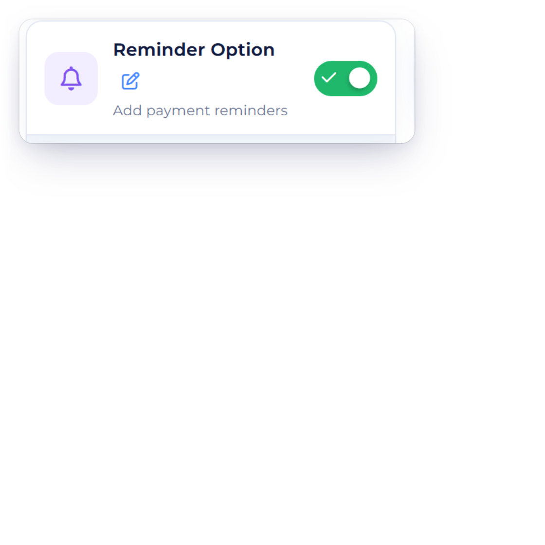Invoice Crowd invoice Options with the pencil beside Reminder Option, and the business Invoice Reminder list it opens in Business Profile settings, with the schedule of reminders switched on for new invoices