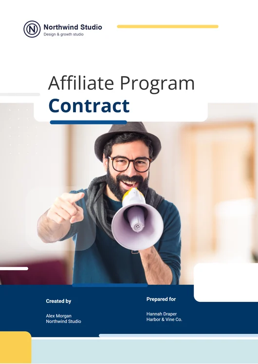 Three Invoice Crowd proposal designs from Northwind Studio: Affiliate Program Contract, Advertising Agency Agreement and Software Maintenance Agreement